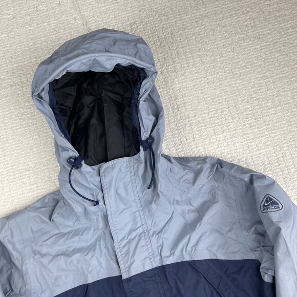 VTG Nike ACG Jacket Men's M Y2K Ski Storm Fit 3 Layer Blue Rain Shell Rare - Picture 2 of 16